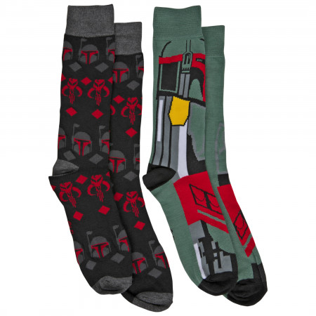 Star Wars Boba Fett Costume and All Over Symbols 2-Pack Crew Socks